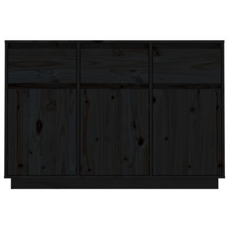 Sideboard Black 110x34x75 cm Solid Wood Pine