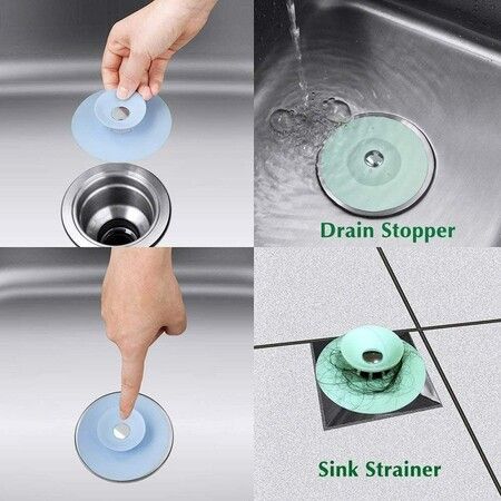 Drain Stopper Sink Strainer Hair Catchers Cover 2 in 1 Stop and Filter for Floor