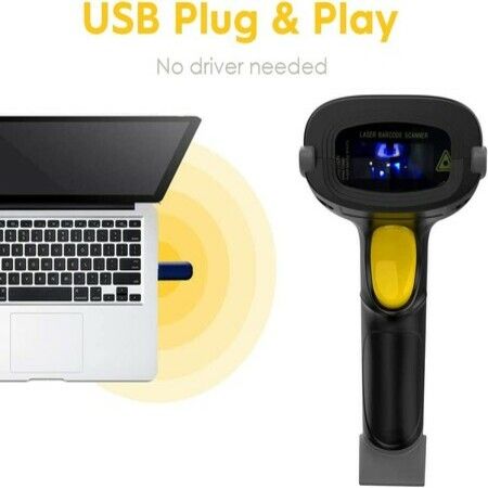 Wireless Barcode Scanner 328 Feet Transmission Distance USB Cordless 1D Laser Automatic Barcode Reader Handhold Bar Code Scanner with USB Receiver for Store,Supermarket,Warehouse