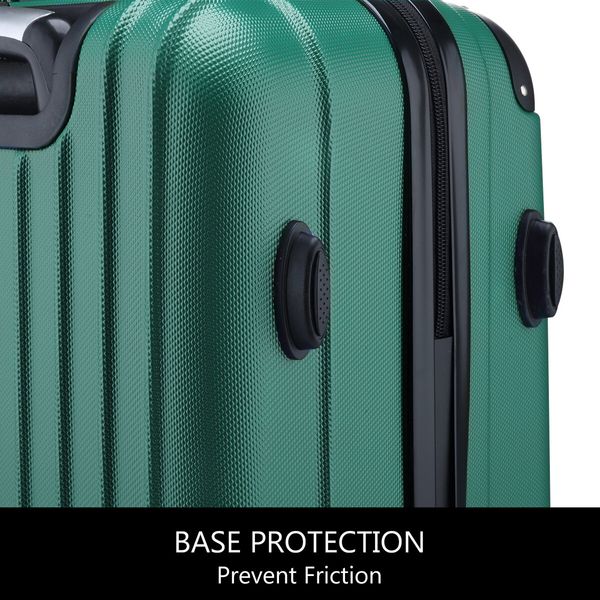 2 Piece Luggage Set Carry On Travel Suitcases Cabin Hard Shell Case Bags Lightweight Rolling Trolley with Wheels TSA Lock Green 