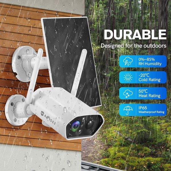 Solar Home Security Camera System House Wireless CCTV IP WiFi Outdoor Indoor 3MP 2K Night Vision AI Motion Detection 2-Way Audio