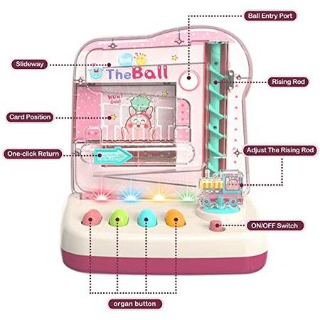 Claw Machine,Automatic Mini Educational and Learning Toys Intelligent System with Music and Lighting Children The Best Gift (Pink)