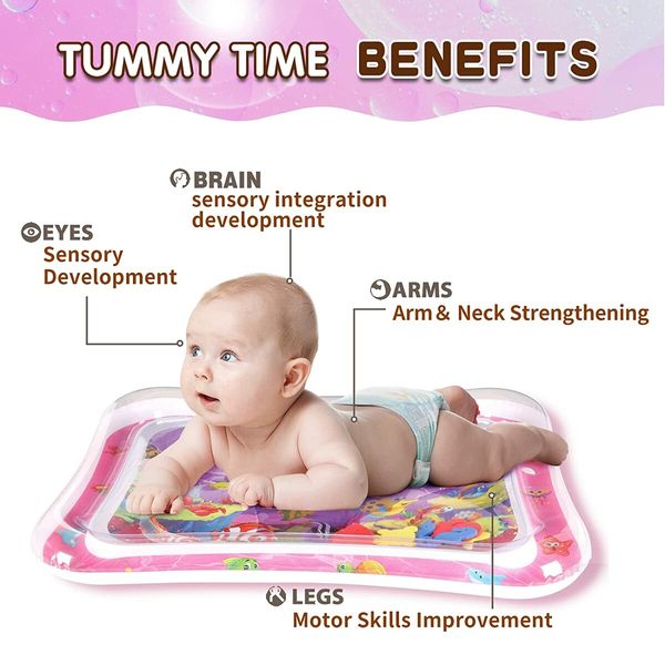 Inflatable Mat, Baby Water Play Mat, Fun Activity Center for Baby Stimulation, Sensory Growth and Development