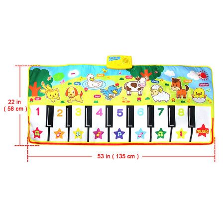 Piano Playmat - Musical Playmat with 8 Animal Sounds, Dance Mat for Kids, Tactile Play Dance Mat, Toy Gift for Girls