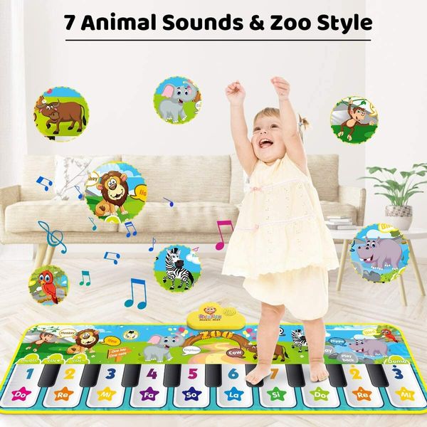 Baby Musical Mats with 42 Musical Sounds, Piano Keyboard Dance Mat for Kids, Tactile Play Blanket, Early Education Toys Gift