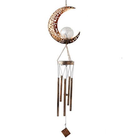 Wind Chimes for Outdoor, Moon Wind Chimes with Glass Ball Crackle for Christmas Gifts Decorations