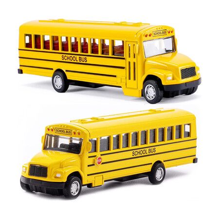 14CM Pull Back Yellow School Bus Toy Playset for Boys Girls Kids Toddlers