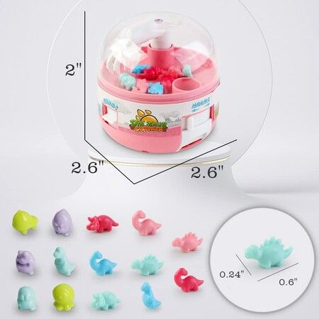 Mini Claw Machine for Kids,Toy Grabber,24 Tiny Stuff prizes,Dinosaur prizes Claw Machine Game,Miniature Things,Suitable for Birthday Gifts for 3+ Age Boys and Girls,Fingertip Toys