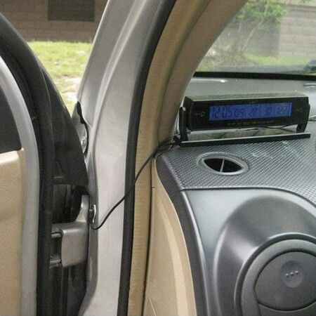 Multifunctional Car Clock Calendar Blue Backlight Inside Outside Voltmeter Thermometer Voltage Meter