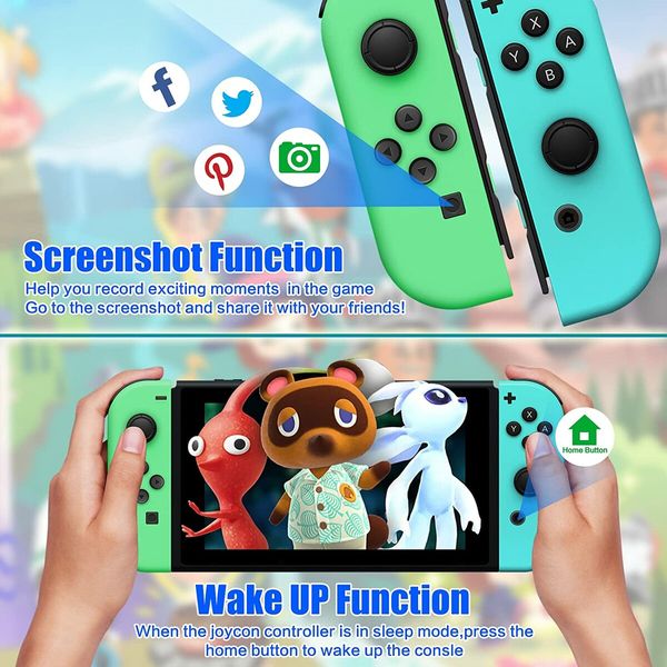 Joy con Controller, Compatible with the Switch/Lite/OLED, Switch Joycon Alternatives for Switch Controllers,the Wireless L/R Joy cons Support Wake-up Function and 6-Axis Gyroscope (Green and Blue)