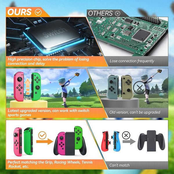 Joy Cons for Switch Nintendo,Upgraded Controller for Switch Sports,L/R Wireless Controllers Compatible with Nintendo Switch Replacement Joycon with Wake-up/Screenshot