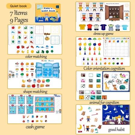 9 Pages Montessori My First Busy Book Kids Quiet Books Education Toys