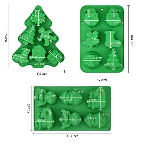 4Pack Christmas Silicone Molds Baking Mold for Mini Cakes, Handmade Soap, Chocolate, Jello, Candy and Candles