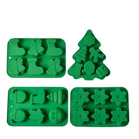 4Pack Christmas Silicone Molds Baking Mold for Mini Cakes, Handmade Soap, Chocolate, Jello, Candy and Candles