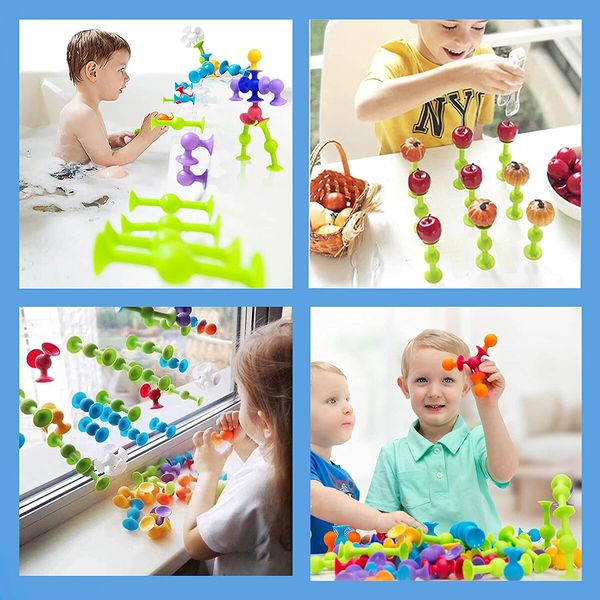 48 Piece Suction Cup Toys Construction Set for Toddlers 3 Year Old Boys and Girls