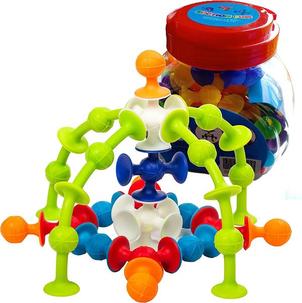 48 Piece Suction Cup Toys Construction Set for Toddlers 3 Year Old Boys and Girls