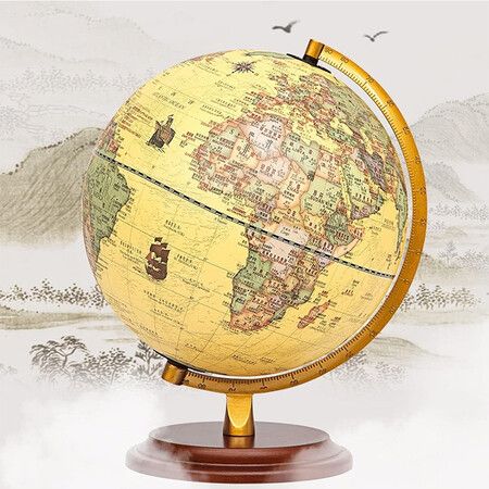 25CM World Globe Antique Desktop Globe Rotating Earth Geography Globe With LED light