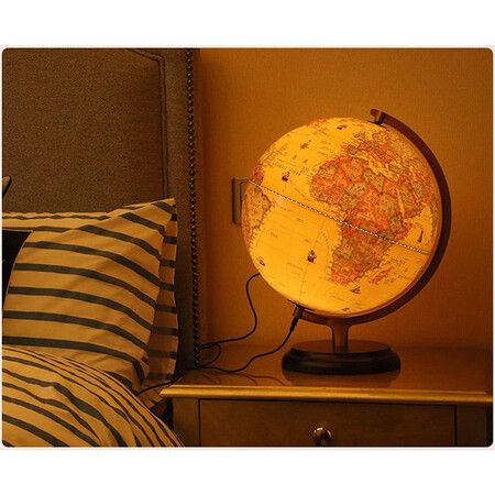 25CM World Globe Antique Desktop Globe Rotating Earth Geography Globe With LED light