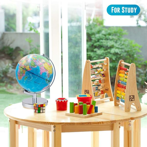 23cm Illuminated World Globe , Educational Globe with Stand for Kids