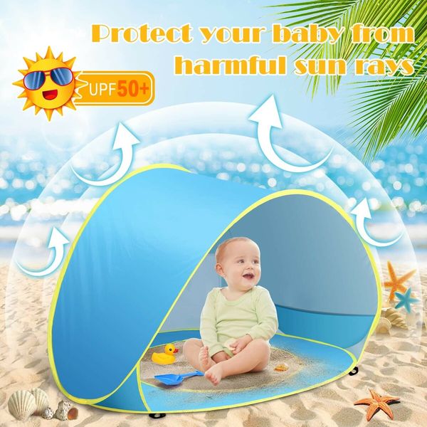 Baby Beach Tent Pool  UV Protection Infant Sun Shelters Beach Shade Tent Col.Blue