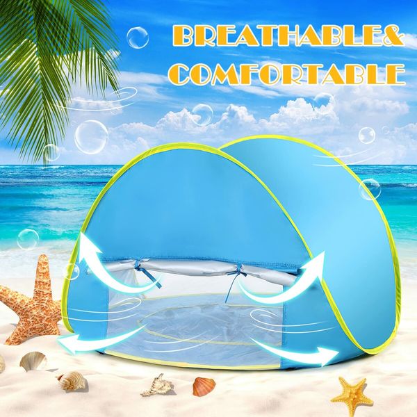 Baby Beach Tent Pool  UV Protection Infant Sun Shelters Beach Shade Tent Col.Blue