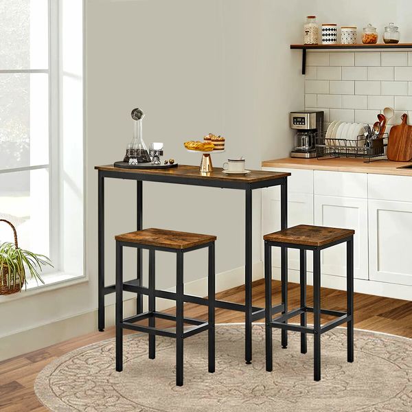 2 Bar Kitchen Stools Dining Room Counter Breakfast Chairs Plant Flower Pot Stand Modern Bench Seat Wooden Top Metal Legs