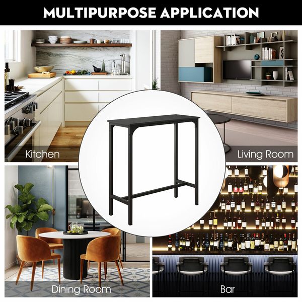 Bar Kitchen Table Dining Room Black TV Console Hallway Entryway Entrance Narrow Modern Couch Furniture Wooden Top Metal Legs 