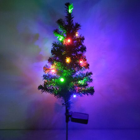 2pcs Christmas Tree Solar Powered Prelit Christmas Tree with Multicolored LED Lights Outdoor Decorations, Holiday