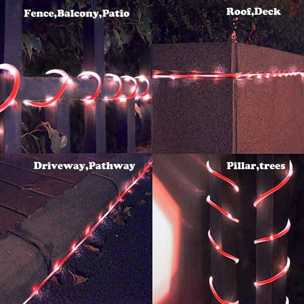 Solar Rope Lights Outdoor Waterproof LED Candy Rope Lights 33ft 100 LEDs Tube String Lights