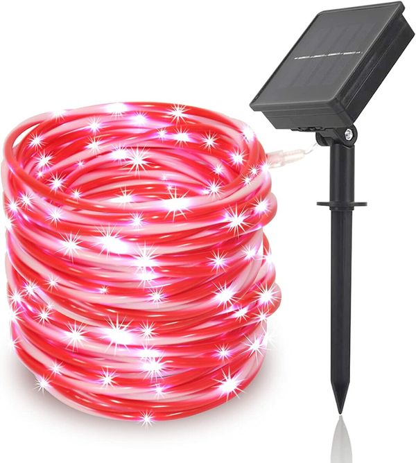 Solar Rope Lights Outdoor Waterproof LED Candy Rope Lights 33ft 100 LEDs Tube String Lights