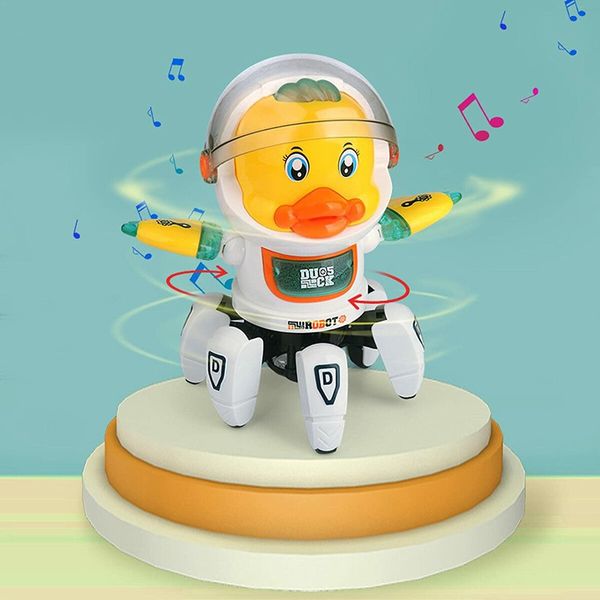 Dancing Lights Colorful Space Six Claws Electric Robot Music Swing Small Cute Duck Toys for Children