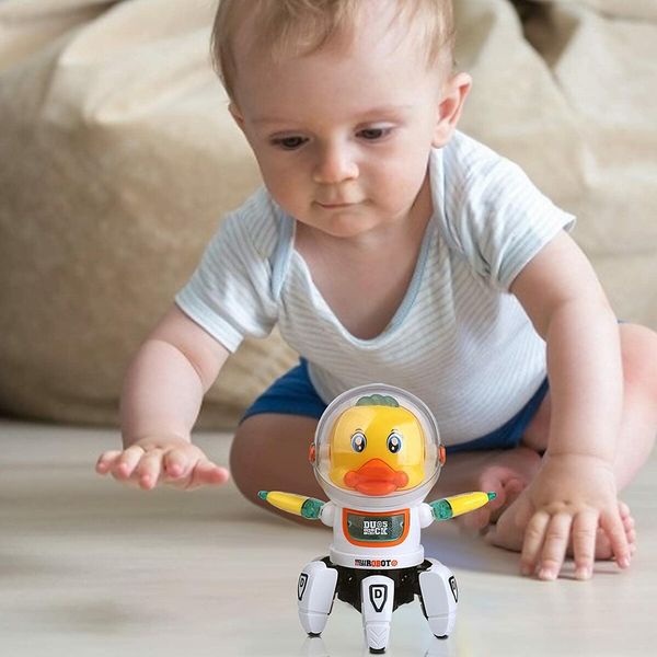 Dancing Lights Colorful Space Six Claws Electric Robot Music Swing Small Cute Duck Toys for Children