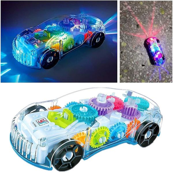 Transparent Mechanical Car Toy for Kids with Gear Technology 3D Light