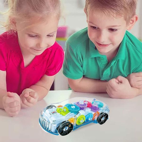 Transparent Mechanical Car Toy for Kids with Gear Technology 3D Light