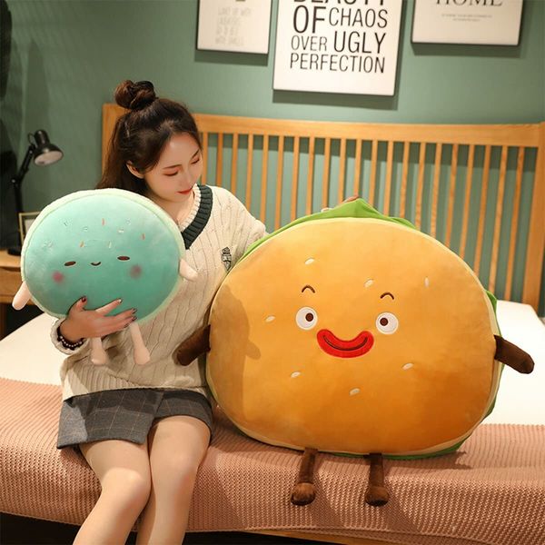 Macaroon Plush Pillow Funny Hamburger Stuffed Toys Room Decor Holiday Birthday Xmas Gifts Mint Green (35*30 CM)