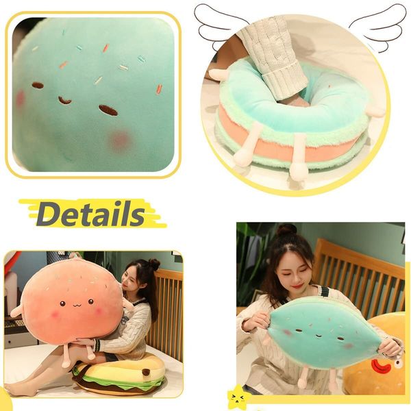 Macaroon Plush Pillow Funny Hamburger Stuffed Toys Room Decor Holiday Birthday Xmas Gifts Mint Green (35*30 CM)