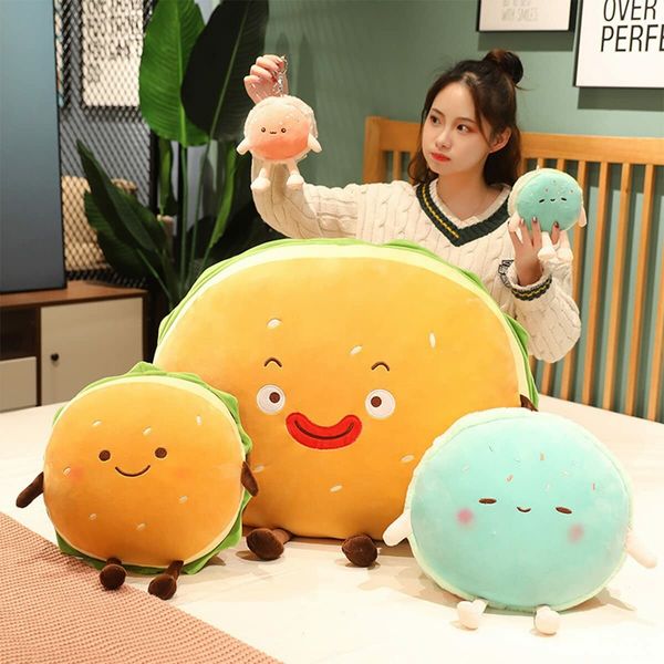 Macaroon Plush Pillow Funny Hamburger Stuffed Toys Room Decor Holiday Birthday Xmas Gifts Mint Green (35*30 CM)