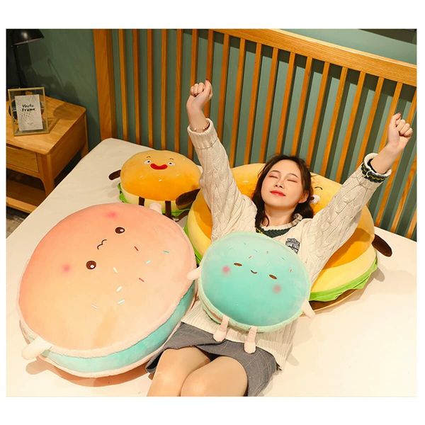 Macaroon Plush Pillow Funny Hamburger Stuffed Toys Room Decor Holiday Birthday Xmas Gifts Mint Green (35*30 CM)