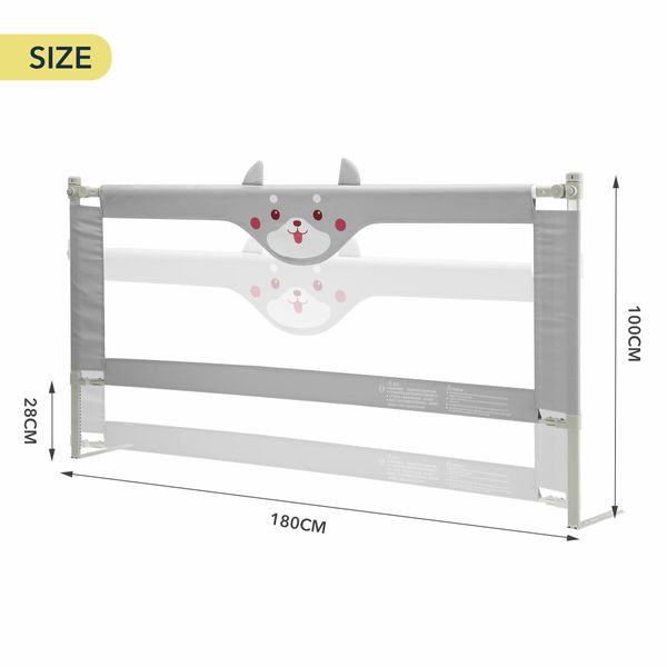 Bed Rail Bedrail Kids Side Safety Guard Toddler Child Cot Fence Barrier Queen Adjustable Baby Fall Protection 180x100cm Mesh Double Lock