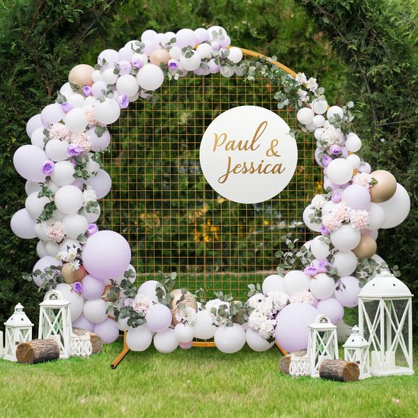 1.8M Wedding Party Backdrop Stand Arch Mesh Gold Round Hoop Decoration Circle Metal Frame Photo Balloon Flower Display