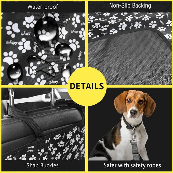 Dog Car Seat Cover Pet Hammock Cat Beach Mat Back Blanket Rear Bench Protector Waterproof Non Slip Storage Pocket