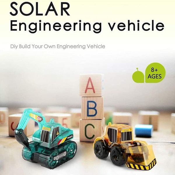 Solar Model STEM Construction Building Toys Solar Electric Car DIY Assembly Truck Engineering Vehicle Gifts Age 8+