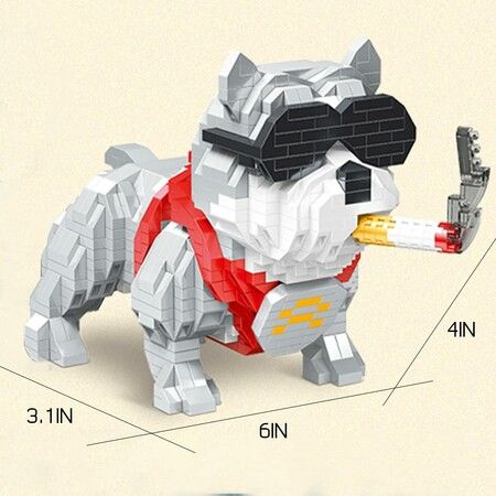 998 Pieces Cute Animal Series Micro Mini Building Blocks Kit, Domineering Bulldog Micros Brick Building Toys