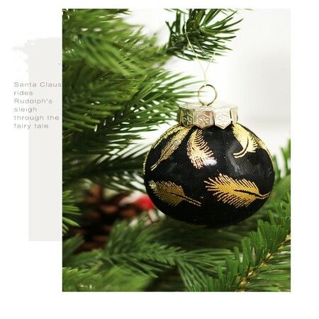 25 Pcs 6 cm Christmas Ball Ornaments Tree Pendants Shatterproof Stuffed Decoration for Xmas Wedding Party (Black & Gold)