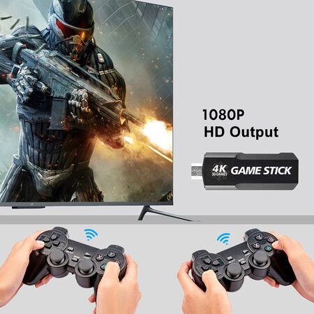 4K Game Stick 128G 40000 Games Retro Game Console HD Video Game Console Wireless Controller For PSP PS1 GBA Birthday Christmas Gift