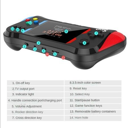 Retro SUP Video Game Console Handheld Game DOUBLE Players HD/AV Output Built in 500 Games Portable Gamepad