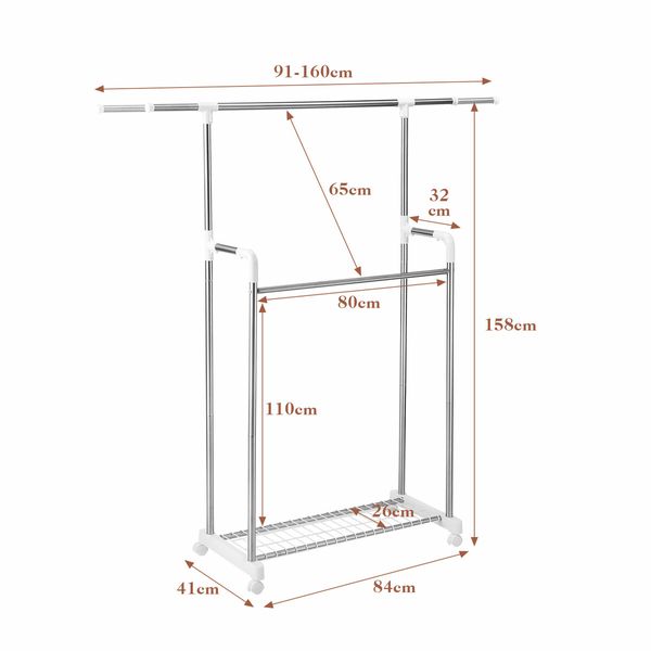 Clothes Airer Rail Drying Rack Width Adjustable Laundry Stand Dryer Hanger Indoor Outdoor Multi Purpose