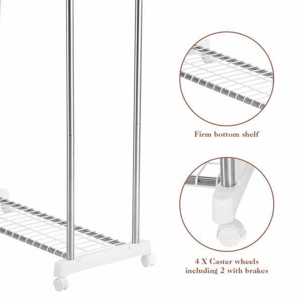 Clothes Airer Rail Drying Rack Width Adjustable Laundry Stand Dryer Hanger Indoor Outdoor Multi Purpose