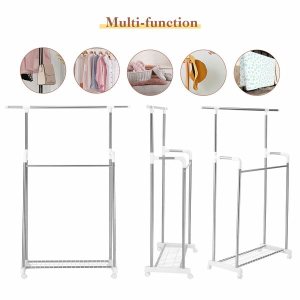 Clothes Airer Rail Drying Rack Width Adjustable Laundry Stand Dryer Hanger Indoor Outdoor Multi Purpose