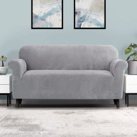 Artiss Sofa Cover Couch Covers 3 Seater Velvet Grey